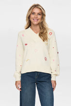 Cargar imagen en el visor de la galería, jersey-pullover-blanco-mujer-bordados-corazones-soles-estilo-romantico-arbol-shop
