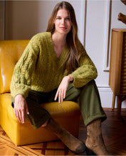 Cargar imagen en el visor de la galería, pantalon-mujer-pata-de-gallo-verde-oliva-talle-alto-con-pinzas-arbol-shop
