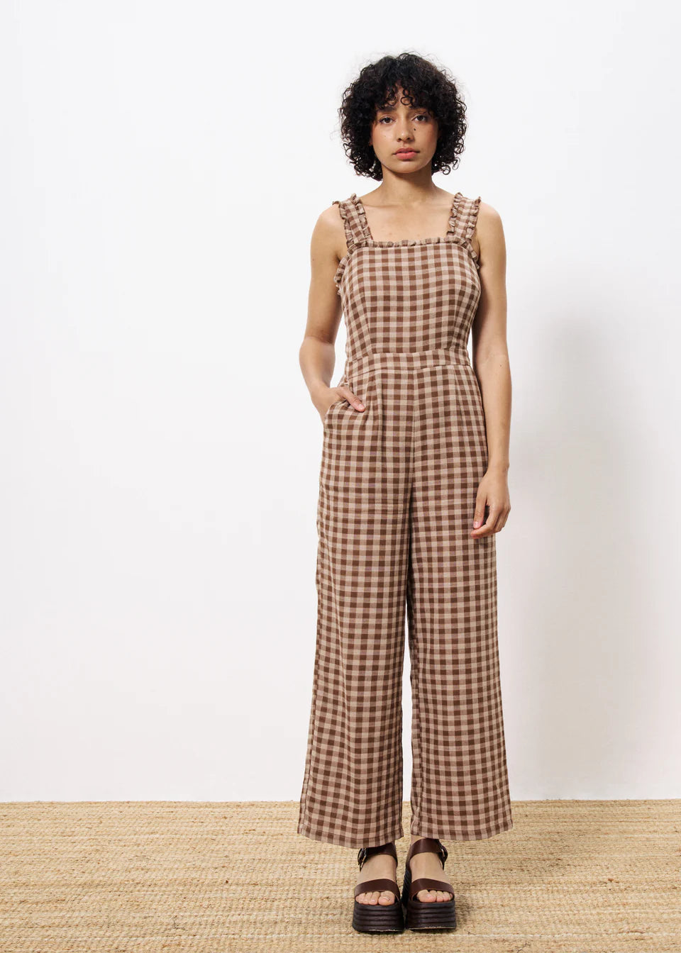 Mono pantalón vichy MARRÓN