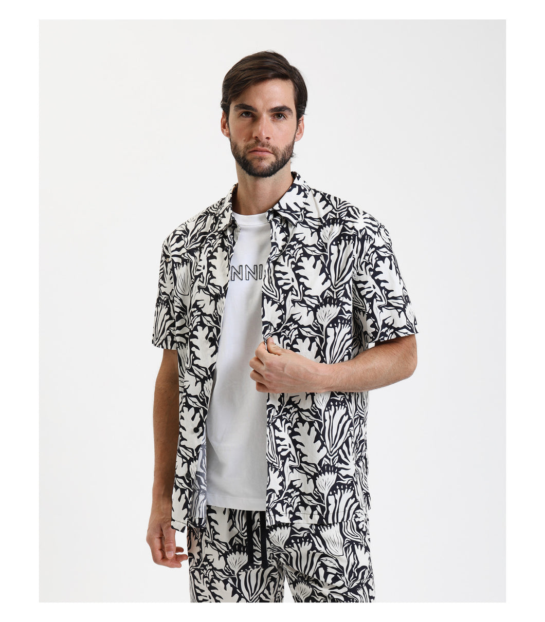 Camisa holgada estampada NEGRO