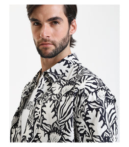 Camisa holgada estampada NEGRO