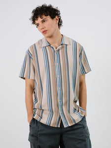 Camisa manga corta a rayas AZUL