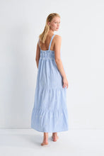 Load image into Gallery viewer, Vestido de tirantes con bordados Rayas Azul
